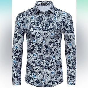 Men’s Retro Paisley Print in Blues